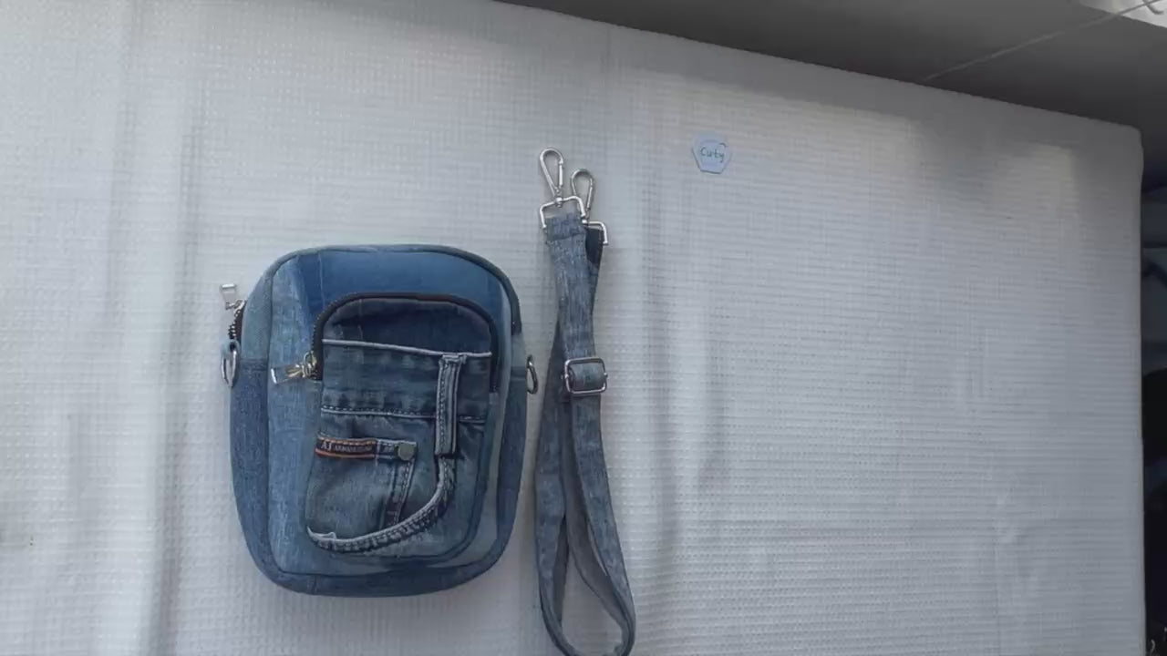 Unique handmade upcycled denim crossbody bag online across NZ 