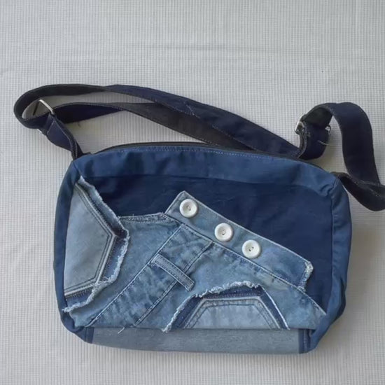 Soft-form crossbody denim bag New Zealand online