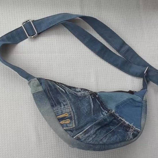 Fancy bag made from upcycled denim unique for men NZ