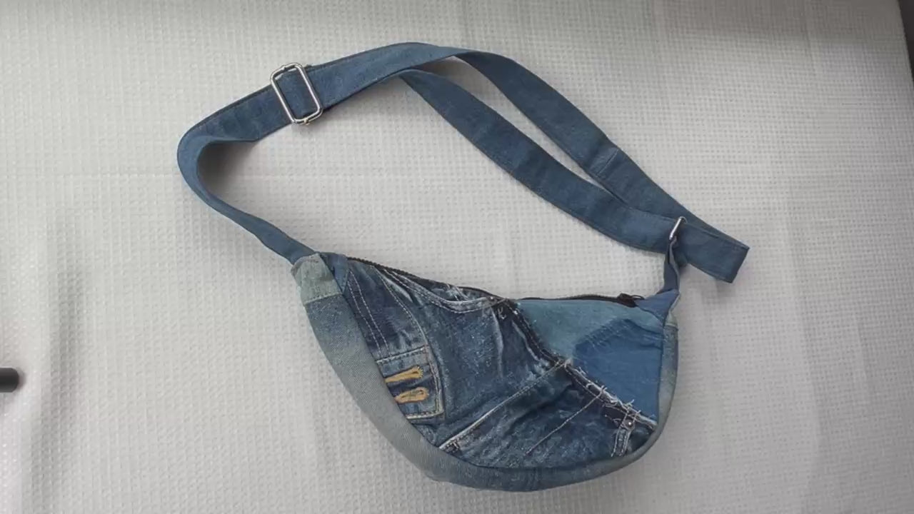 Fancy bag made from upcycled denim unique for men NZ