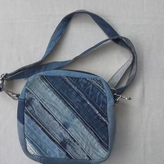 Unisex denim square crossbody bag - Online NZ
