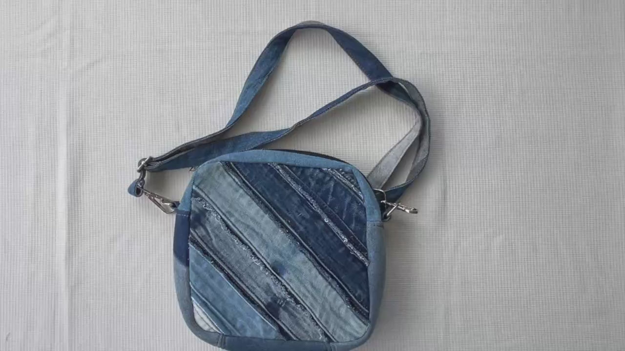 Unisex denim square crossbody bag - Online NZ