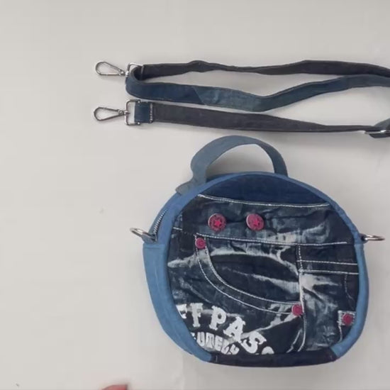 Denim round bag handbag shoulder bag