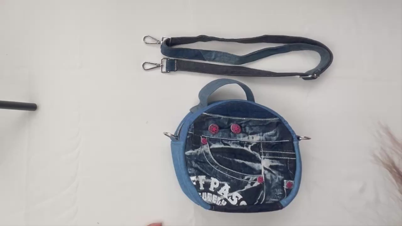 Denim round bag handbag shoulder bag