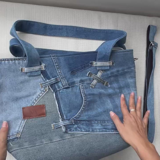 Medium One-of-a-kind denim bag New Zealand 