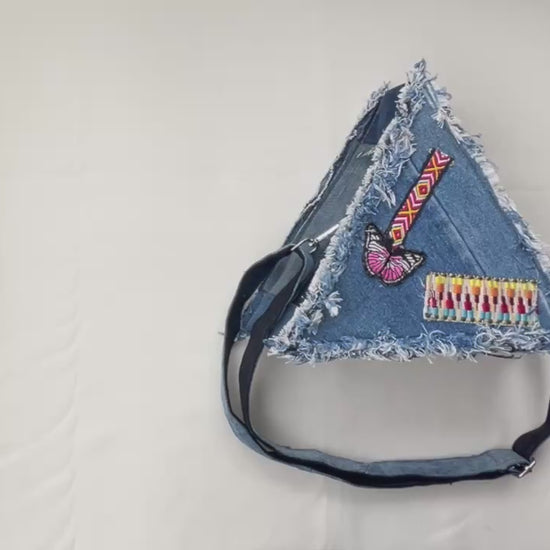 Unique triangle denim bag online Auckland for women style 1