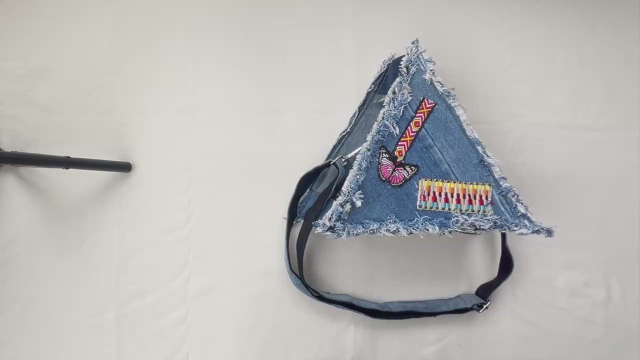 Unique triangle denim bag online Auckland for women style 1