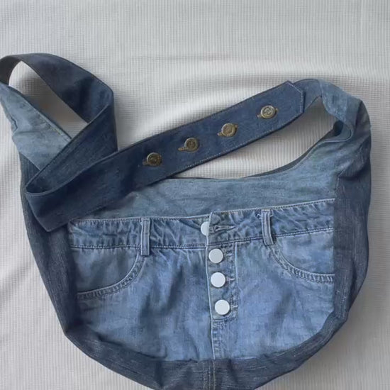 Unique denim hobo crossbody bag 1B - women's denim bag online NZ 