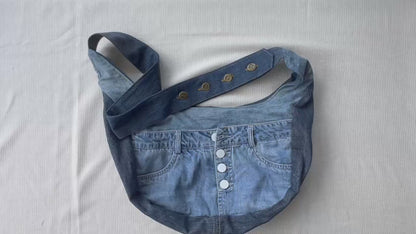 Unique denim hobo crossbody bag 1B - women's denim bag online NZ 