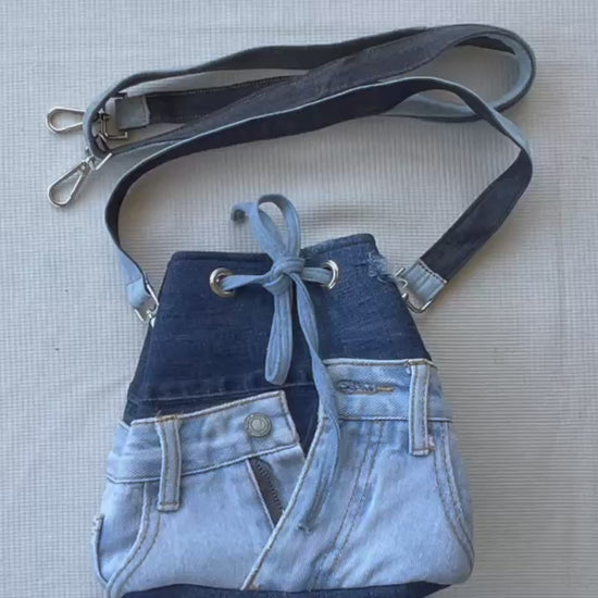 Upcycled denim bucket bag Auckland New Zealand online