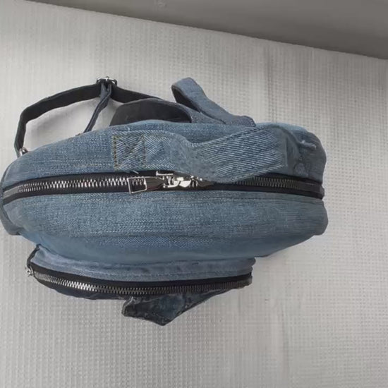 One-of-a-kind backpack made from upcycled denim Auckland - unisex backpack