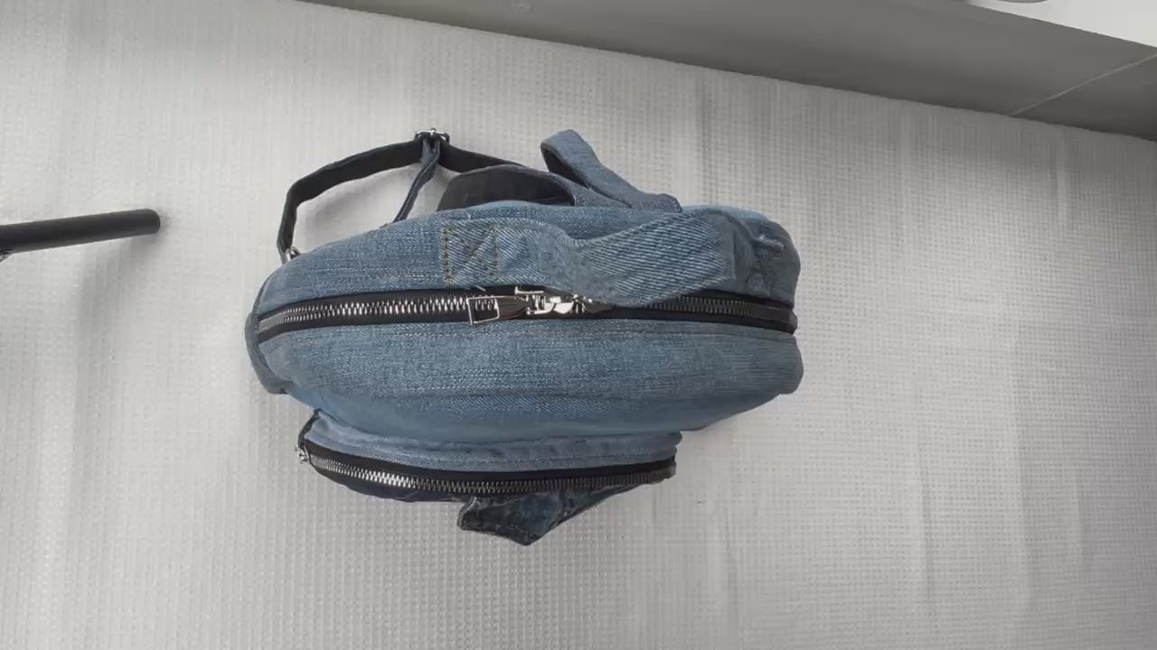 One-of-a-kind backpack made from upcycled denim Auckland - unisex backpack