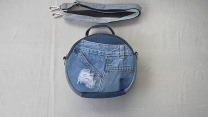 One of a kind handmade round bag 2C