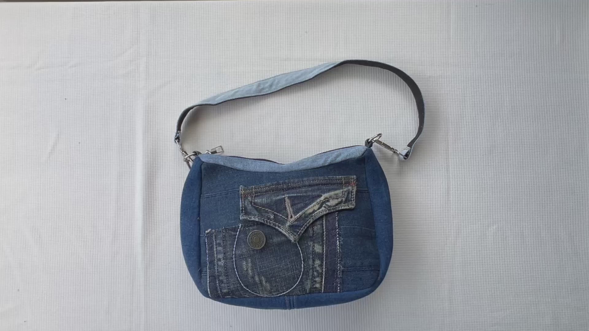 Unique denim shoulder bag in New Zealand online