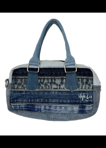 Unique upcycled top handle denim bag